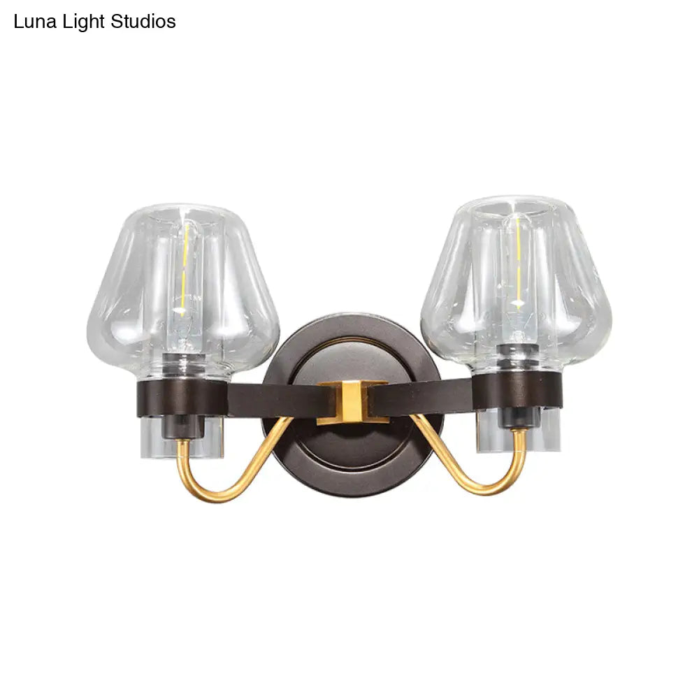 DecorBites™ DecorBites™ Modern Black Sconce Light with Clear Glass Mushroom Shade - 2-Light Wall Lamp for Bedroom