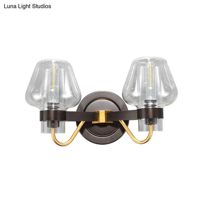 DecorBites™ DecorBites™ Modern Black Sconce Light with Clear Glass Mushroom Shade - 2-Light Wall Lamp for Bedroom
