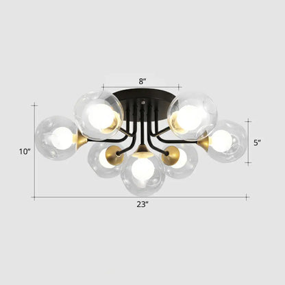 DecorBites™ DecorBites™ Modern Black Semi-Flush Mount Ceiling Light with Clear and Frosted White Glass Ball - Ideal for Corridors