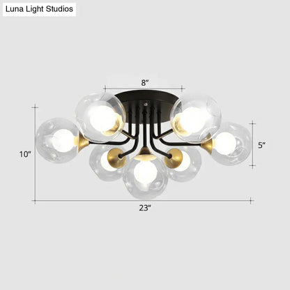 DecorBites™ DecorBites™ Modern Black Semi-Flush Mount Ceiling Light with Clear and Frosted White Glass Ball - Ideal for Corridors