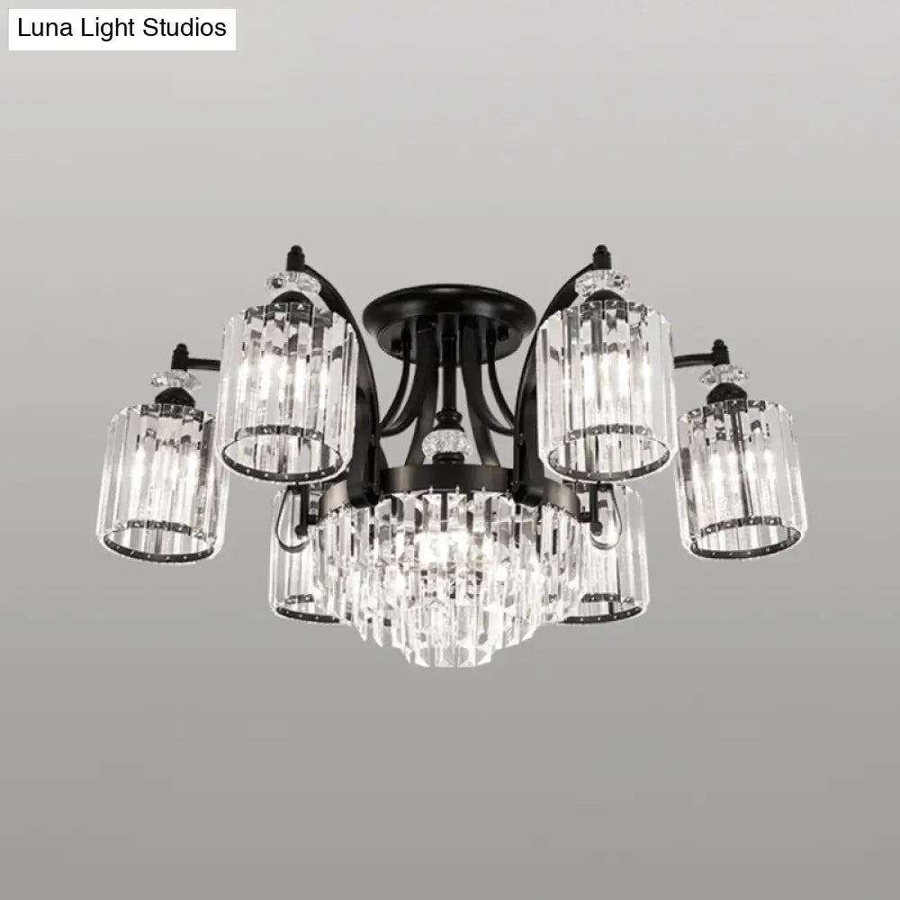DecorBites™ DecorBites™ Modern Black Semi Flush Mount Crystal Ceiling Light for Dining Rooms