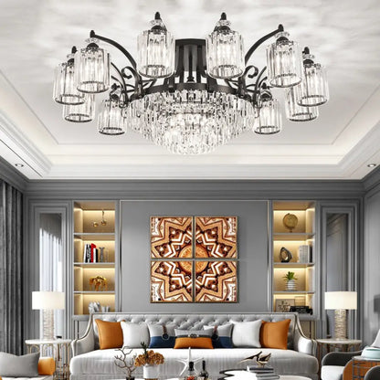 DecorBites™ DecorBites™ Modern Black Semi Flush Mount Crystal Ceiling Light for Dining Rooms