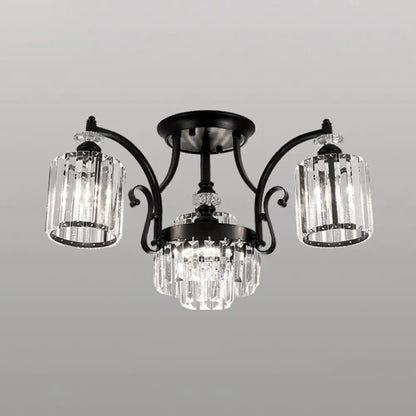 DecorBites™ DecorBites™ Modern Black Semi Flush Mount Crystal Ceiling Light for Dining Rooms