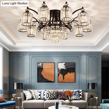 DecorBites™ DecorBites™ Modern Black Semi Flush Mount Crystal Ceiling Light for Dining Rooms