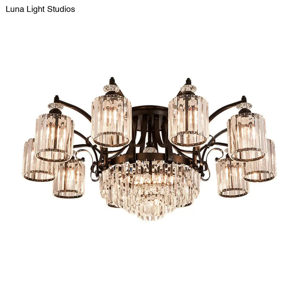 DecorBites™ DecorBites™ Modern Black Semi Flush Mount Crystal Ceiling Light for Dining Rooms
