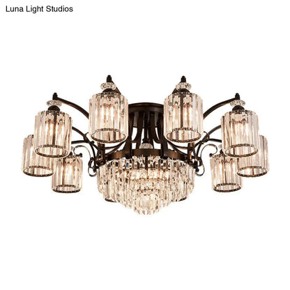 DecorBites™ DecorBites™ Modern Black Semi Flush Mount Crystal Ceiling Light for Dining Rooms