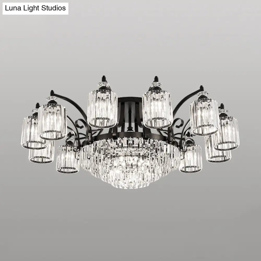 DecorBites™ DecorBites™ Modern Black Semi Flush Mount Crystal Ceiling Light for Dining Rooms