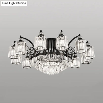 DecorBites™ DecorBites™ Modern Black Semi Flush Mount Crystal Ceiling Light for Dining Rooms