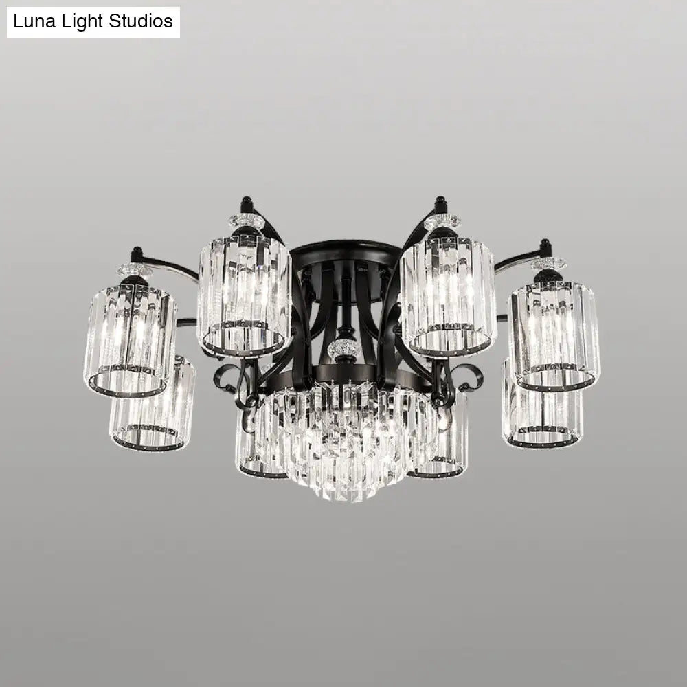 DecorBites™ DecorBites™ Modern Black Semi Flush Mount Crystal Ceiling Light for Dining Rooms