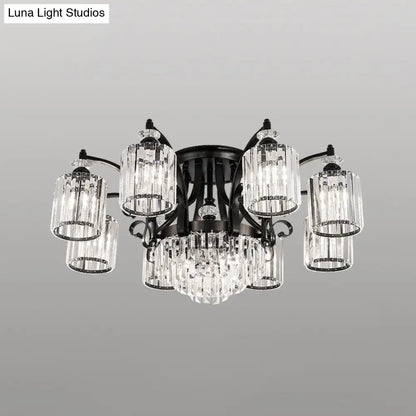 DecorBites™ DecorBites™ Modern Black Semi Flush Mount Crystal Ceiling Light for Dining Rooms