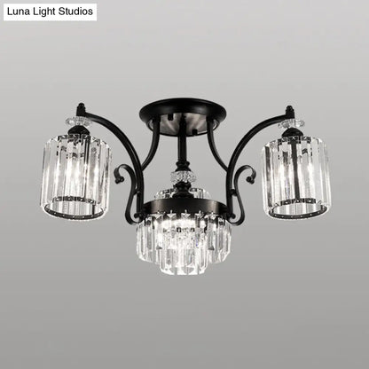 DecorBites™ DecorBites™ Modern Black Semi Flush Mount Crystal Ceiling Light for Dining Rooms