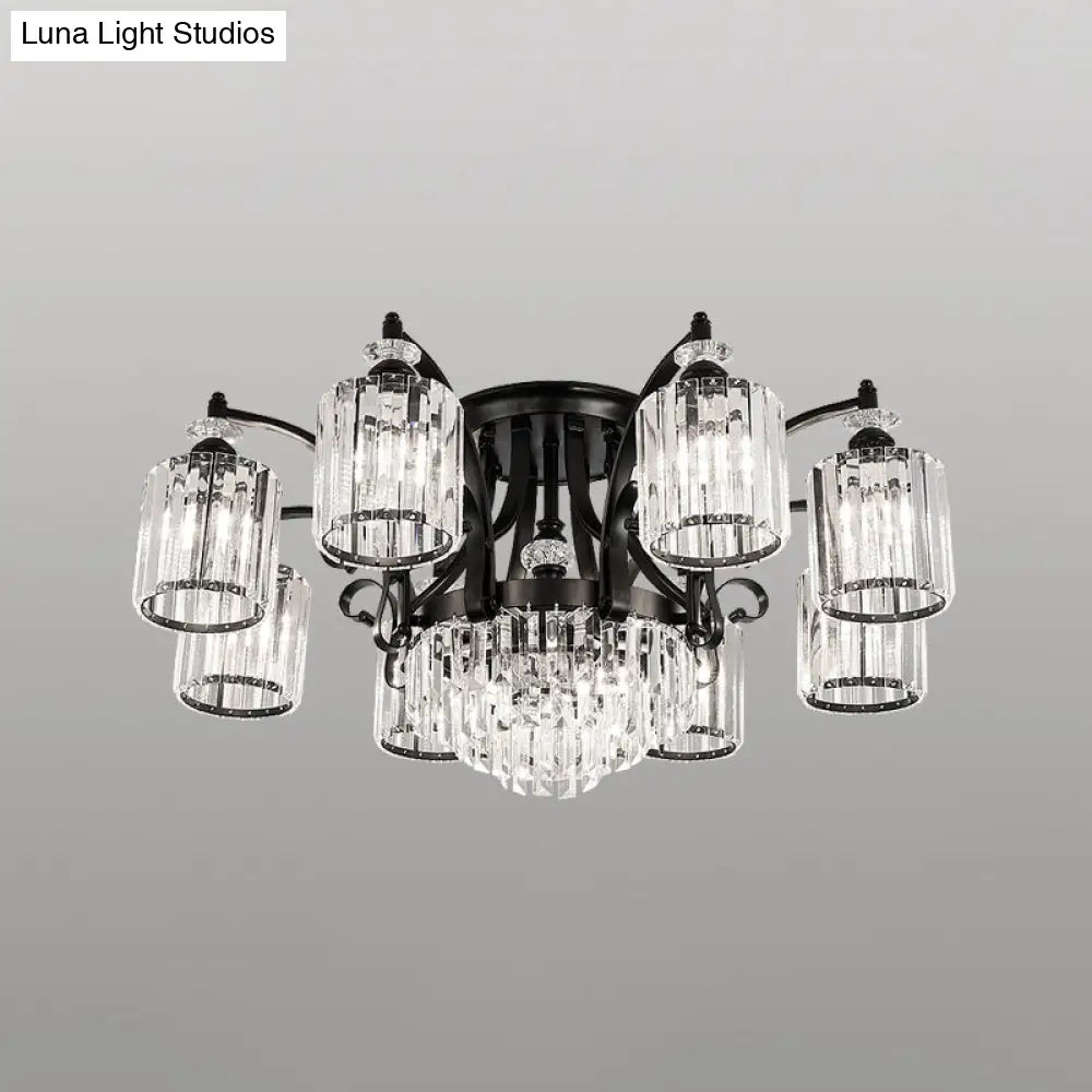 DecorBites™ DecorBites™ Modern Black Semi Flush Mount Crystal Ceiling Light for Dining Rooms