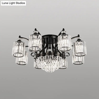 DecorBites™ DecorBites™ Modern Black Semi Flush Mount Crystal Ceiling Light for Dining Rooms