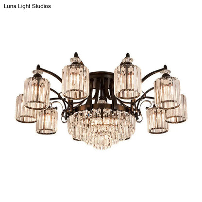DecorBites™ DecorBites™ Modern Black Semi Flush Mount Crystal Ceiling Light for Dining Rooms