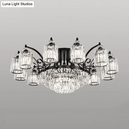 DecorBites™ DecorBites™ Modern Black Semi Flush Mount Crystal Ceiling Light for Dining Rooms