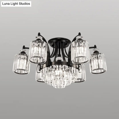 DecorBites™ DecorBites™ Modern Black Semi Flush Mount Crystal Ceiling Light for Dining Rooms