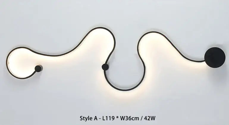 Modern black serpentine led wall sconce with flowing curves and integrated lighting for living room decorbites led wall decorbites led wall sconce