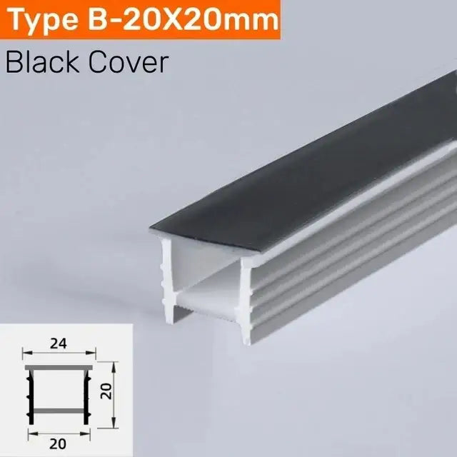 Modern black silicone tube flexible led channel with black-coated aluminum 20x20mm profile and ribbed interior
