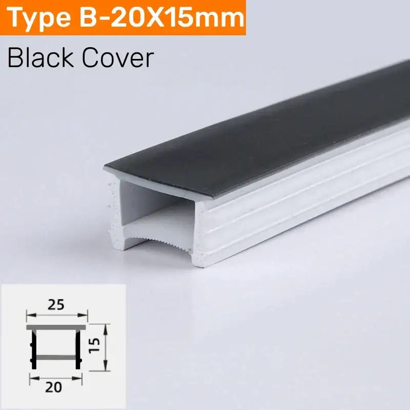 Modern black silicone tube flexible led channel featuring a black aluminum channel with white interior and textured ridges