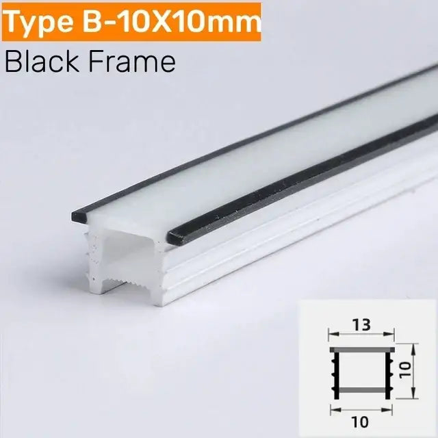 Black silicone tube modern led channel with black-framed type b 10x10mm strip and white translucent body