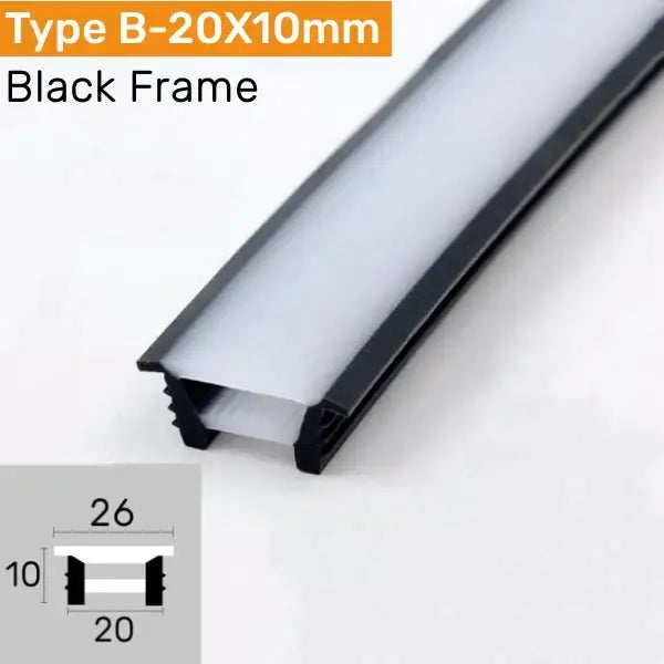 Modern black silicone tube flexible led channel outdoor light with black-framed led strip measuring 20x10mm