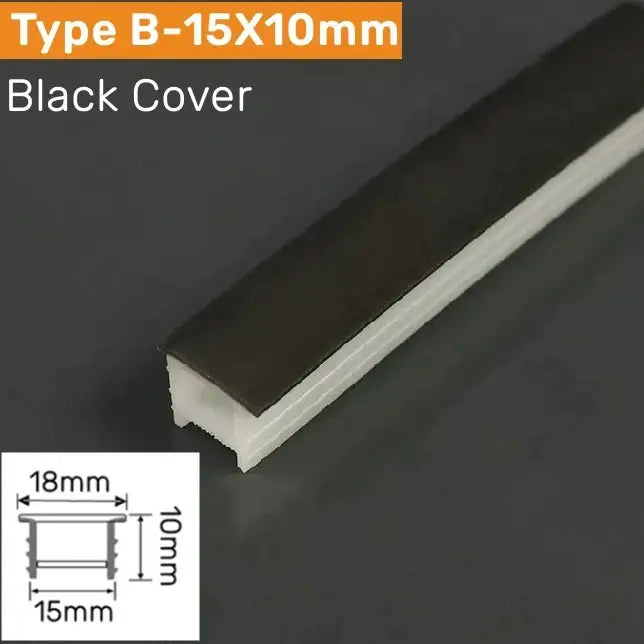 Black plastic corner protector type b-15x10mm with white lining for black silicone tube flexible led channel outdoor light