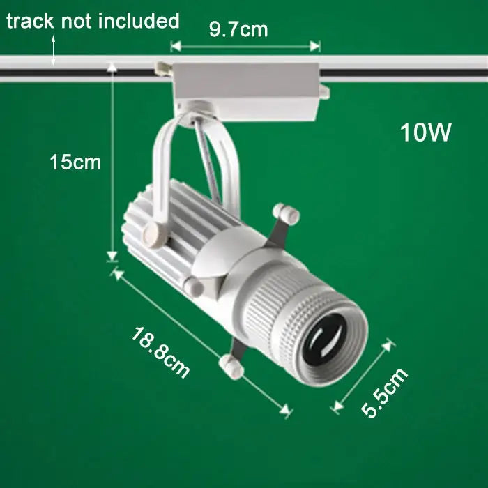 Silver 10w decorbites adjustable led track spotlight with cylindrical ribbed body and adjustable head for modern decor