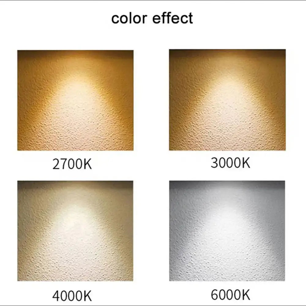 Modern black and silver decorbites adjustable led track spotlights showing four color temperature options with kelvin labels