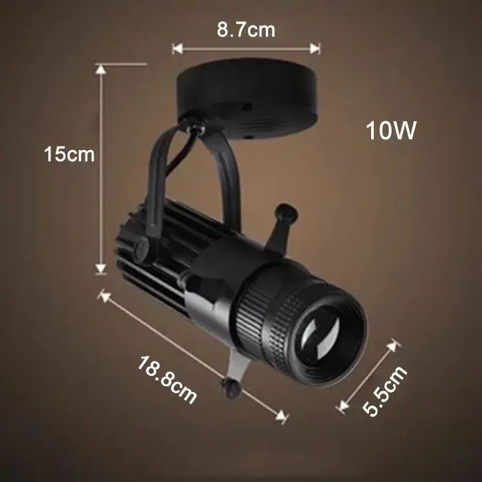 Modern black and silver decorbites adjustable led spotlight with adjustable focus and mounting bracket for track lighting