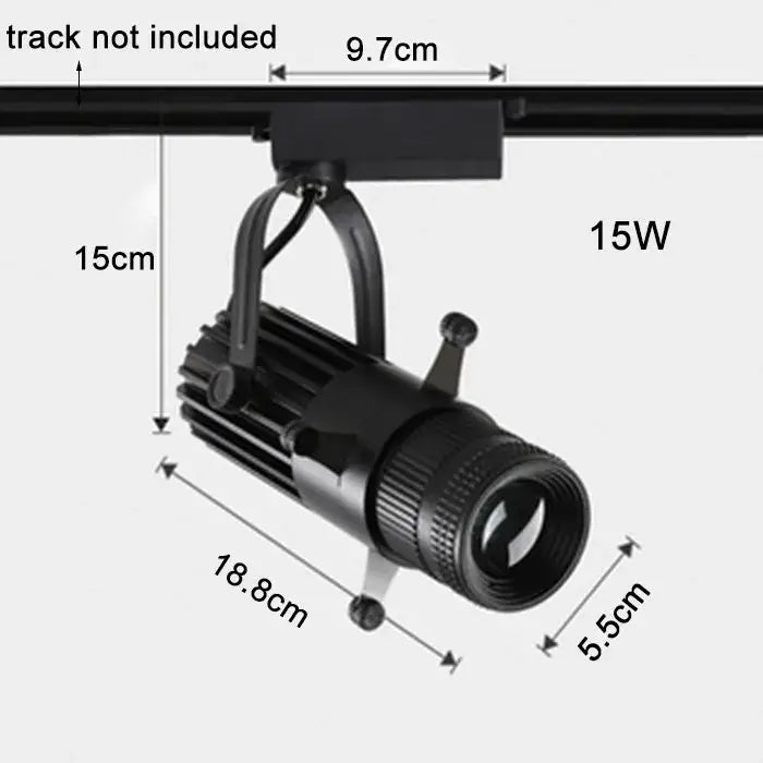 Modern black adjustable led track spotlight with cylindrical ribbed body and adjustable lens for decorbites adjustable led lighting