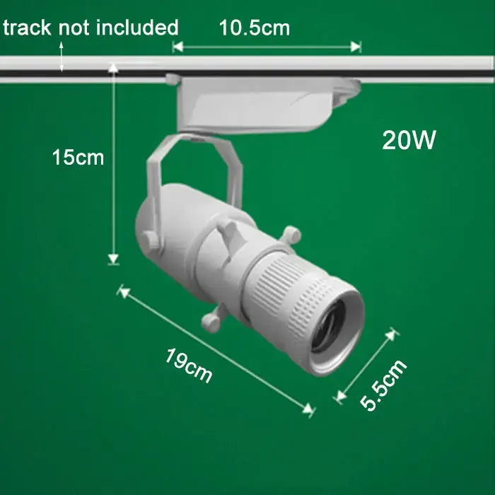 Modern black and silver decorbites adjustable led white 20w track spotlight with adjustable head and textured lens housing