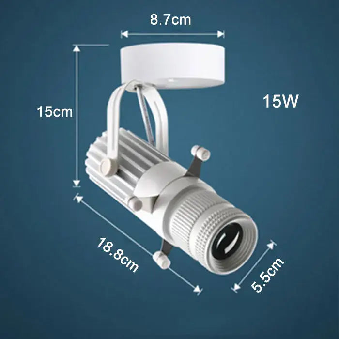White 15w led spotlight with cylindrical body and adjustable mounting bracket in decorbites adjustable led track spotlights design