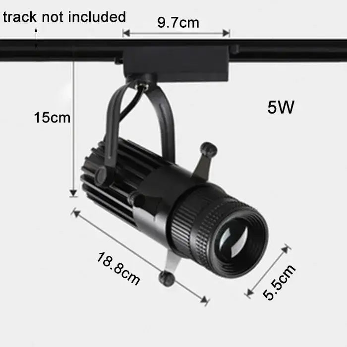 Modern black and silver decorbites adjustable led track spotlight with cylindrical body and ribbed heat sink design