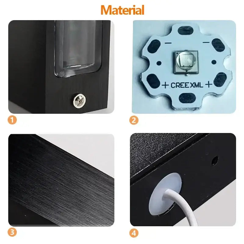 Modern black and silver aluminum wall lamp with black matte finish cree xml led light and textured surface for outdoor use
