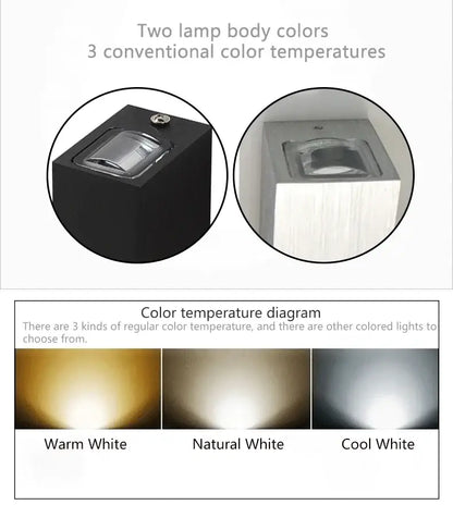 Modern black and silver aluminum wall lamp featuring square led sconces with a minimalist design for outdoor use