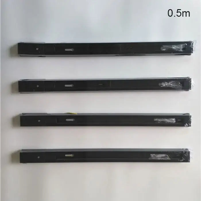 Modern black and silver plastic connector set with sleek drawer slides for decorbites ceiling track rail installation