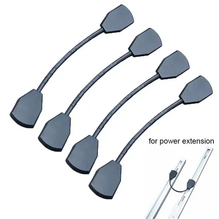 Black flexible power extension cords with flat shielded connectors for decorbites ceiling track rail connector set use