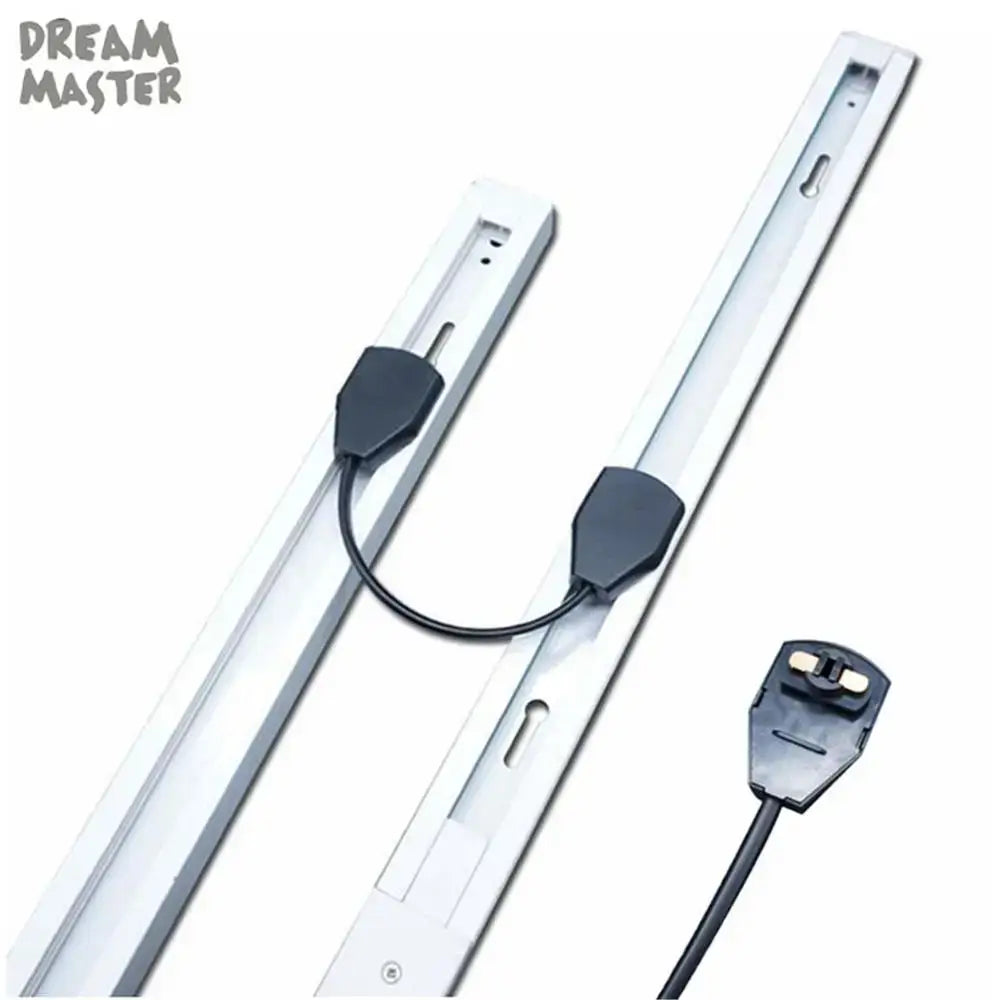 Modern black and silver ceiling track rail connector set with silver led light strip and matching power plug decorbites ceiling track