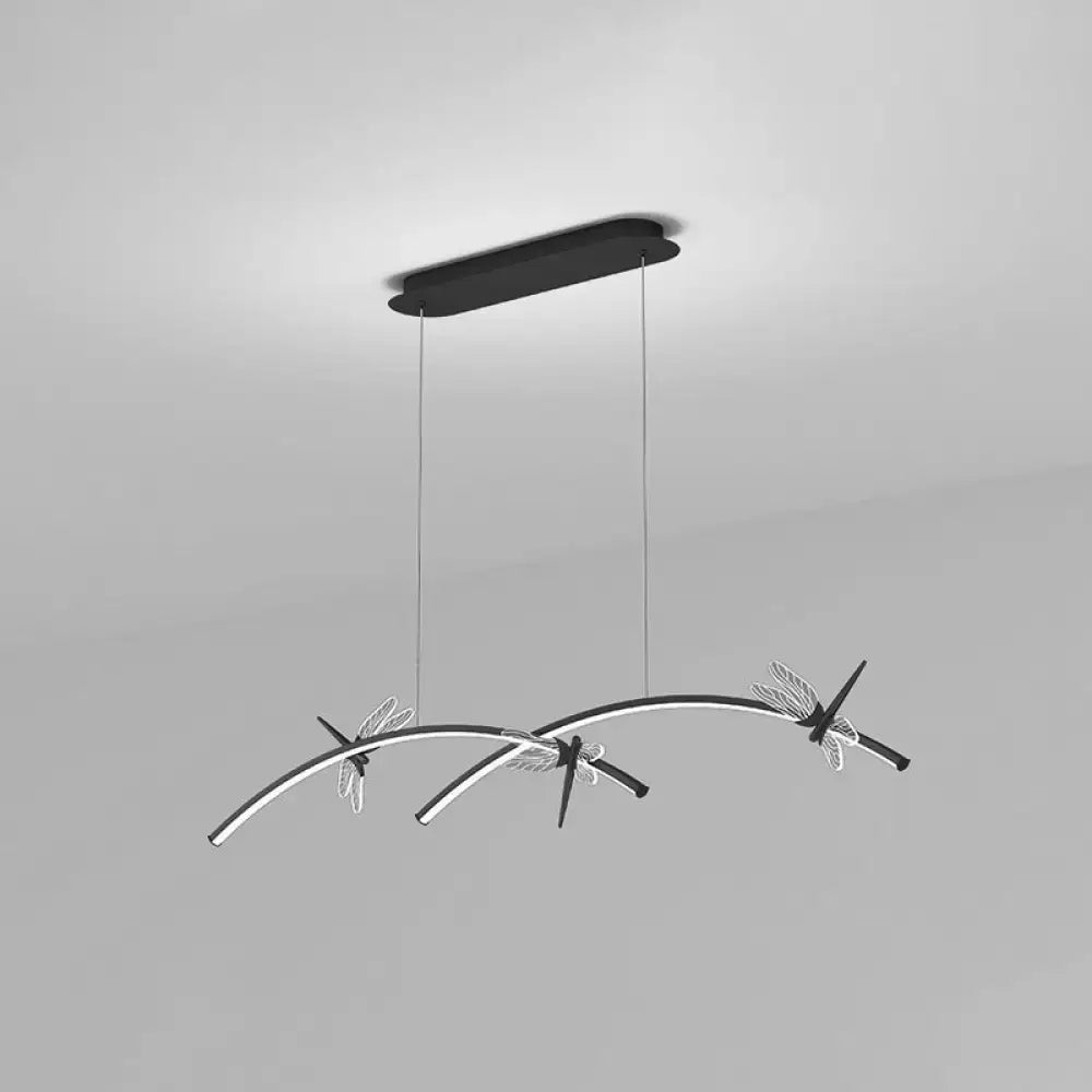DecorBites™ black dragonfly-themed led ceiling light with sleek curved arms, translucent wings, fixture width, stepless dimming