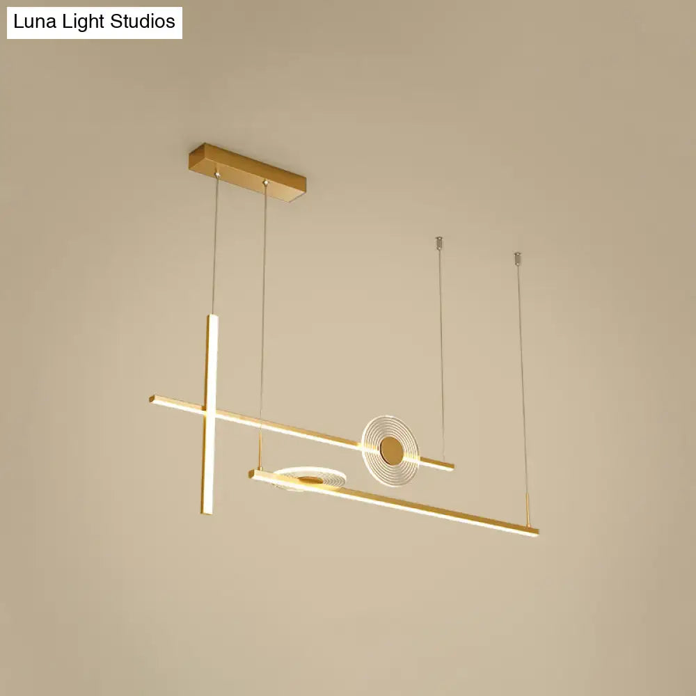 DecorBites™ contemporary gold-toned acrylic LED bar pendant light fixture for dining room island chandelier lighting