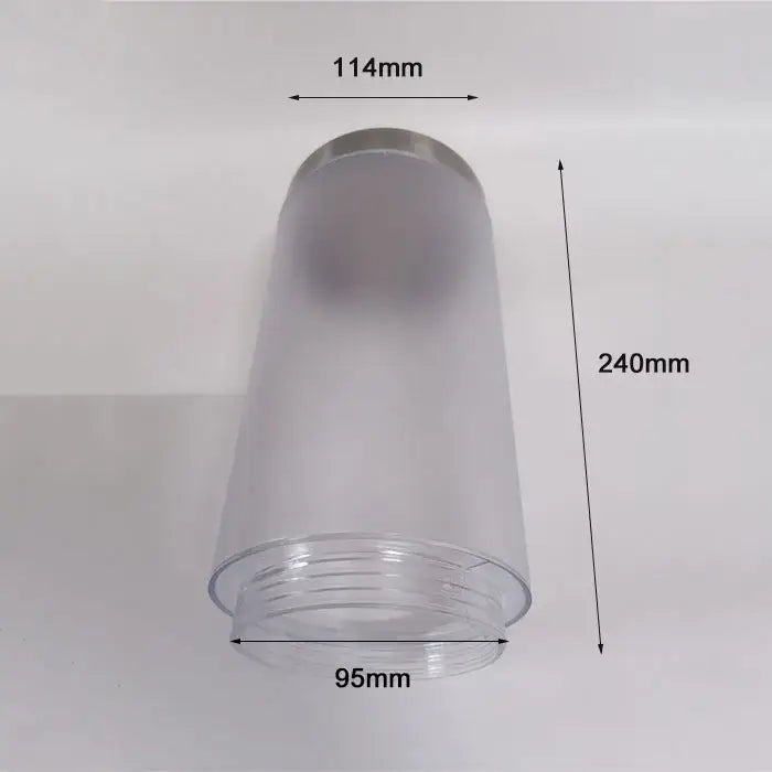Clear plastic cylindrical path light with metallic top and threaded base for decorbites black silver landscape use