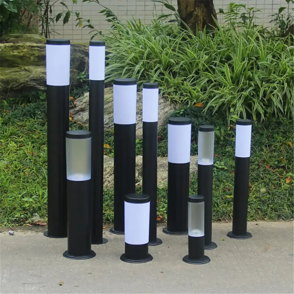 Modern black silver landscape path light with frosted white translucent upper sections for outdoor garden decorbites black silver