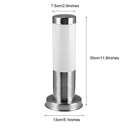 Modern black silver landscape path light with brushed stainless steel base and frosted diffuser for outdoor decorbites decorbites black silver garden decor