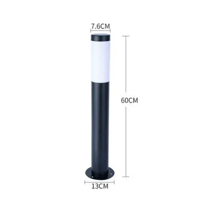 Modern black silver landscape path light with black and white cylindrical design and metal base plate for garden decorbites black silver