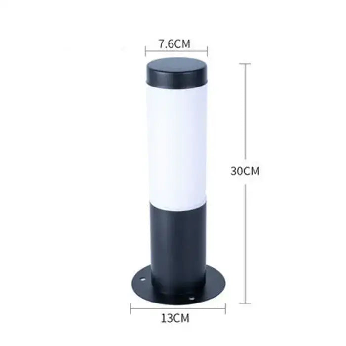 Modern black and silver landscape path light with black silver decorbites finish and frosted glass for diffused illumination