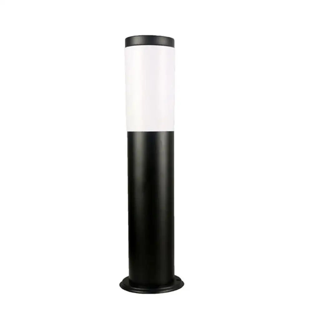 Modern black and silver cylindrical bollard path light with sleek design for black silver landscape decorbites garden use