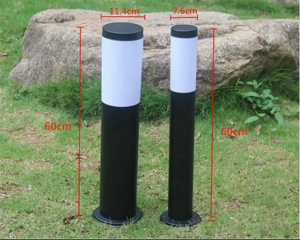 Modern black silver landscape path light with sleek cylindrical design for outdoor garden decorbites black silver decor