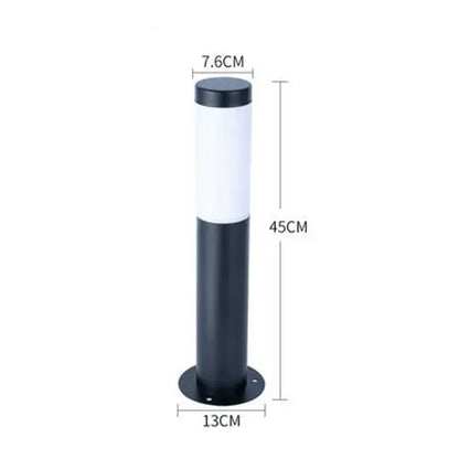 Modern black silver landscape path light in black and white cylindrical design with 7.6cm diameter for garden decorbites black silver use