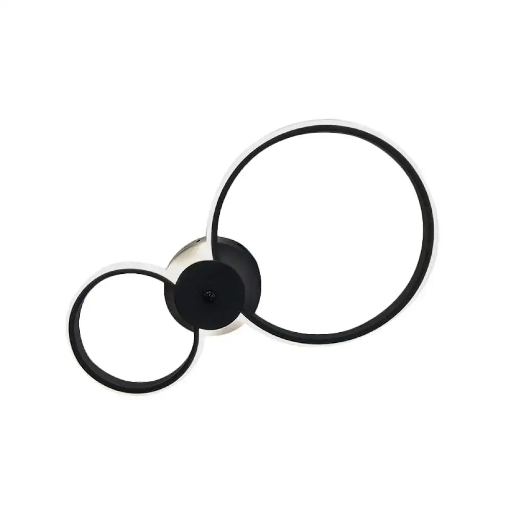 Modern black and chrome circular ring ceiling light fixture suitable as a stylish wall lamp for bedroom use