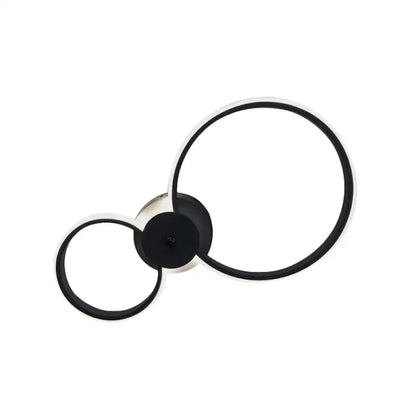Modern black and chrome circular ring ceiling light fixture suitable as a stylish wall lamp for bedroom use